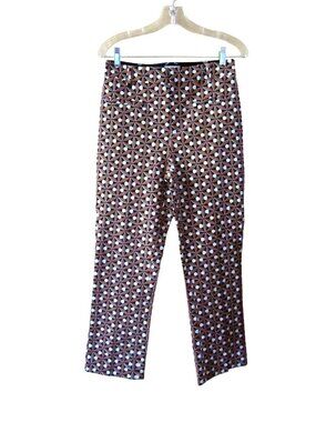 Anthropologie the Essential Collection Geometric Pants Brown/White SZ 6